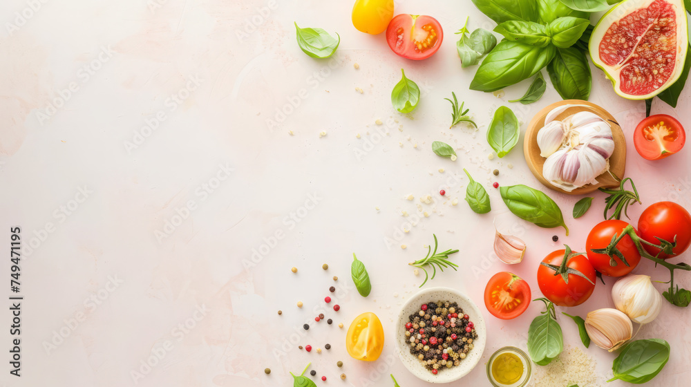 Healthy food products top view, food background, free space Healthy food products top view, food background, free space