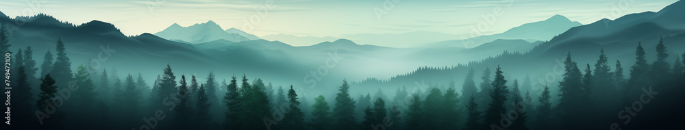 Mountain Whispers: Fog-Enshrouded Peaks at Daybreak Mountain Whispers: Fog-Enshrouded Peaks at Daybreak