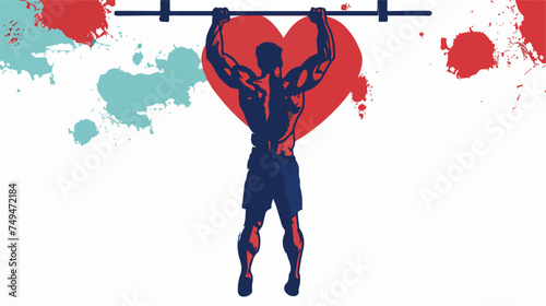 Bar hanging athlete silhouette heart vector illustra photo