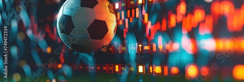 Soccer ball and stock charts - sports betting concept for soccer and futbol use photo