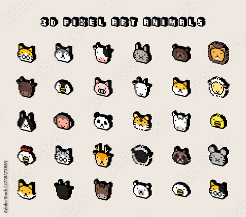 3Dドット絵 動物 アイコンセット01