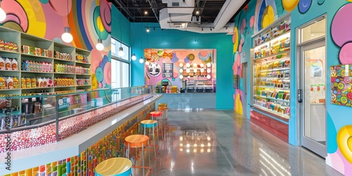 Interior of a candy shop - small business with whimsical colors and design