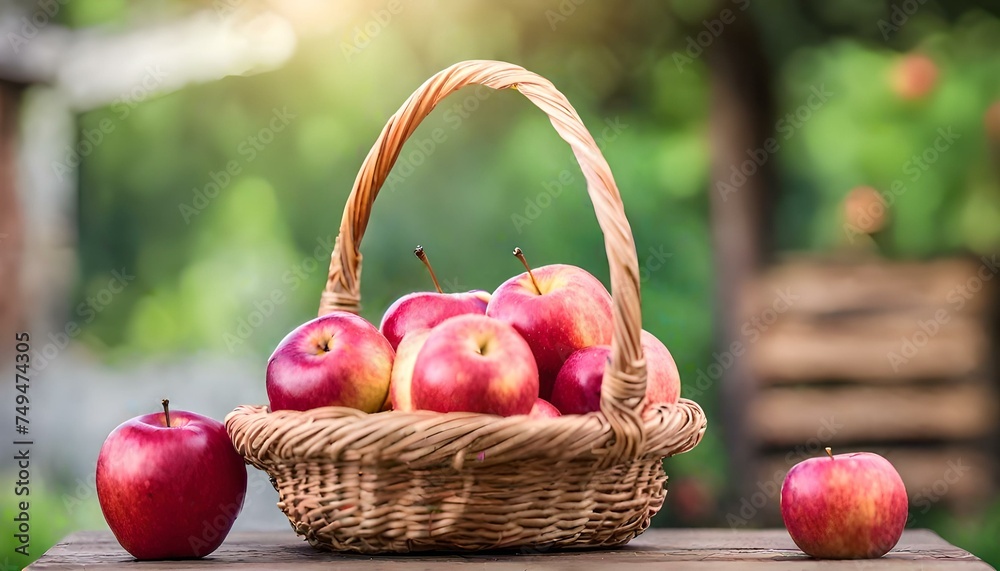 Rustic Red Apple Basket - Farm Fresh Bounty Rustic Red Apple Basket - Farm Fresh Bounty