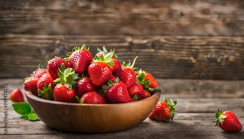 Organic Strawberries on Wooden Table
