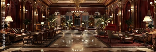 Resort lobby - interior of a hotel for luxury travel  photo