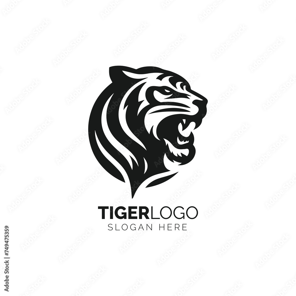 Fierce tiger logo in bold black design