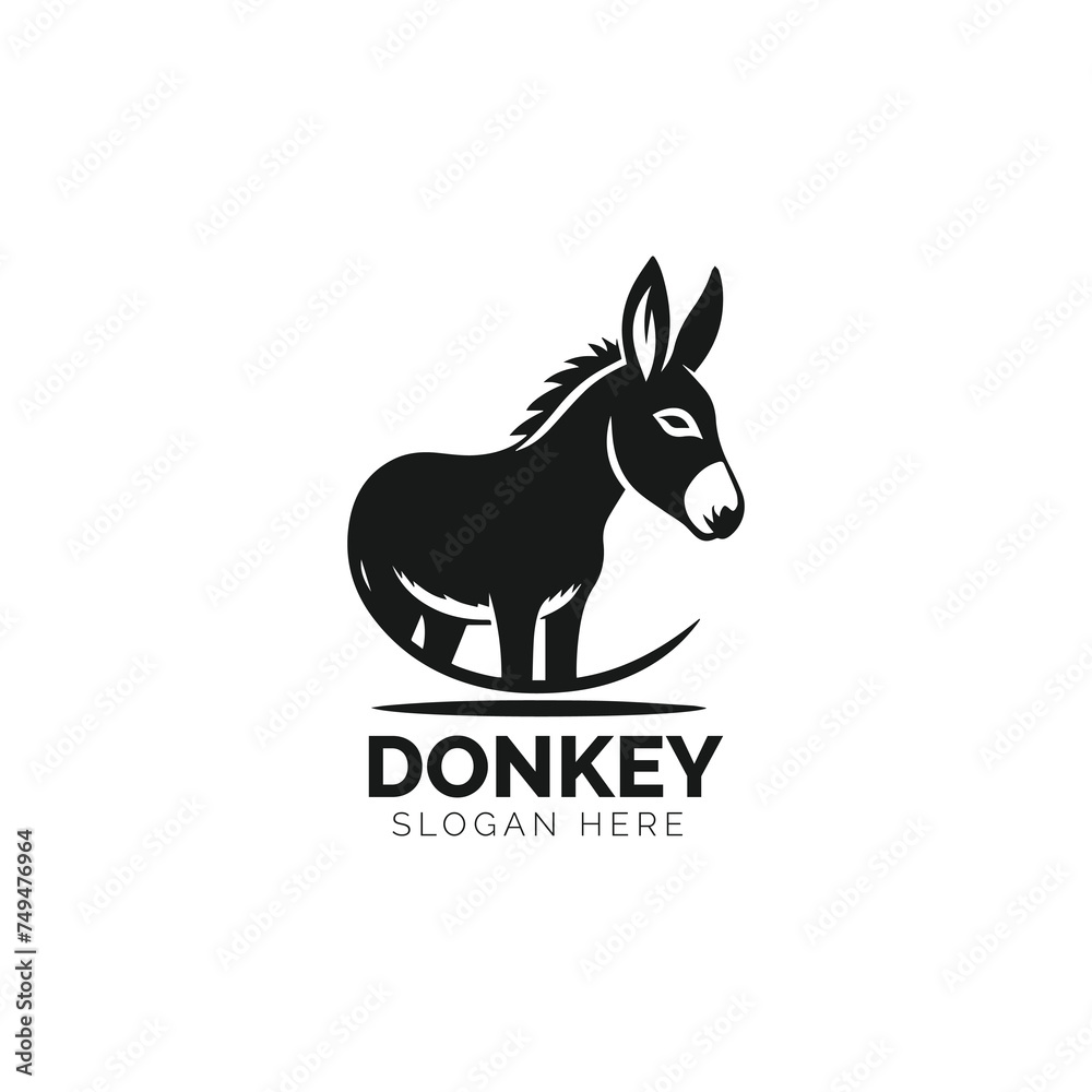 Simple black and white donkey logo design Simple black and white donkey logo design