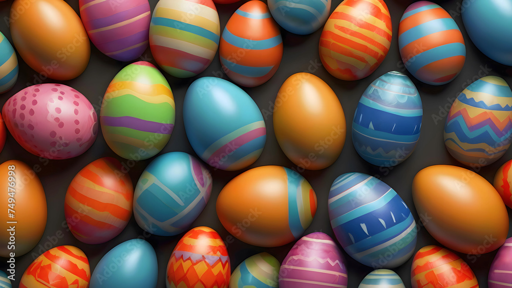 Fototapeta premium Groups Of Easter Eggs 3D Illustration 