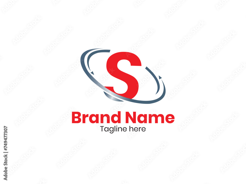 S logo, Initial Letter S Logo connected oval shape Vector Template 