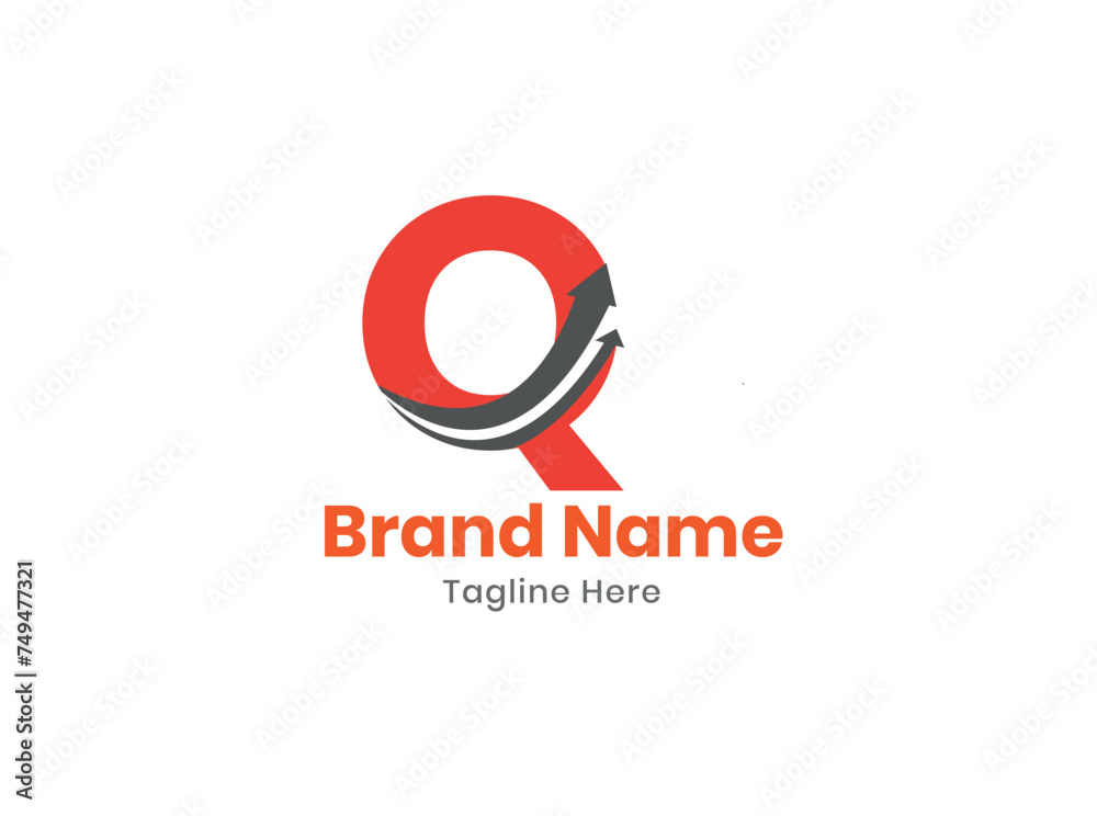 Q logo. Q design. Q letter logo design vector with an arrow icon marketing logo.
