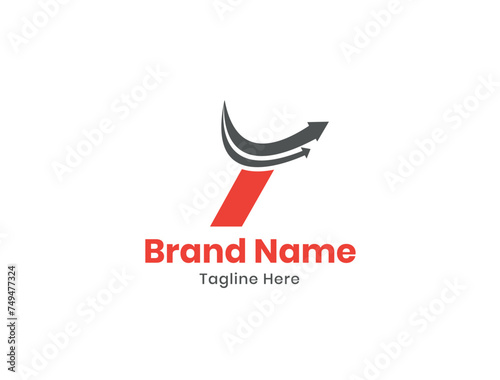 T logo. T design. T letter logo design vector with an arrow icon marketing logo.