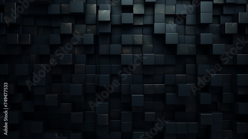 Dark squares abstract background top view, Ai generated image