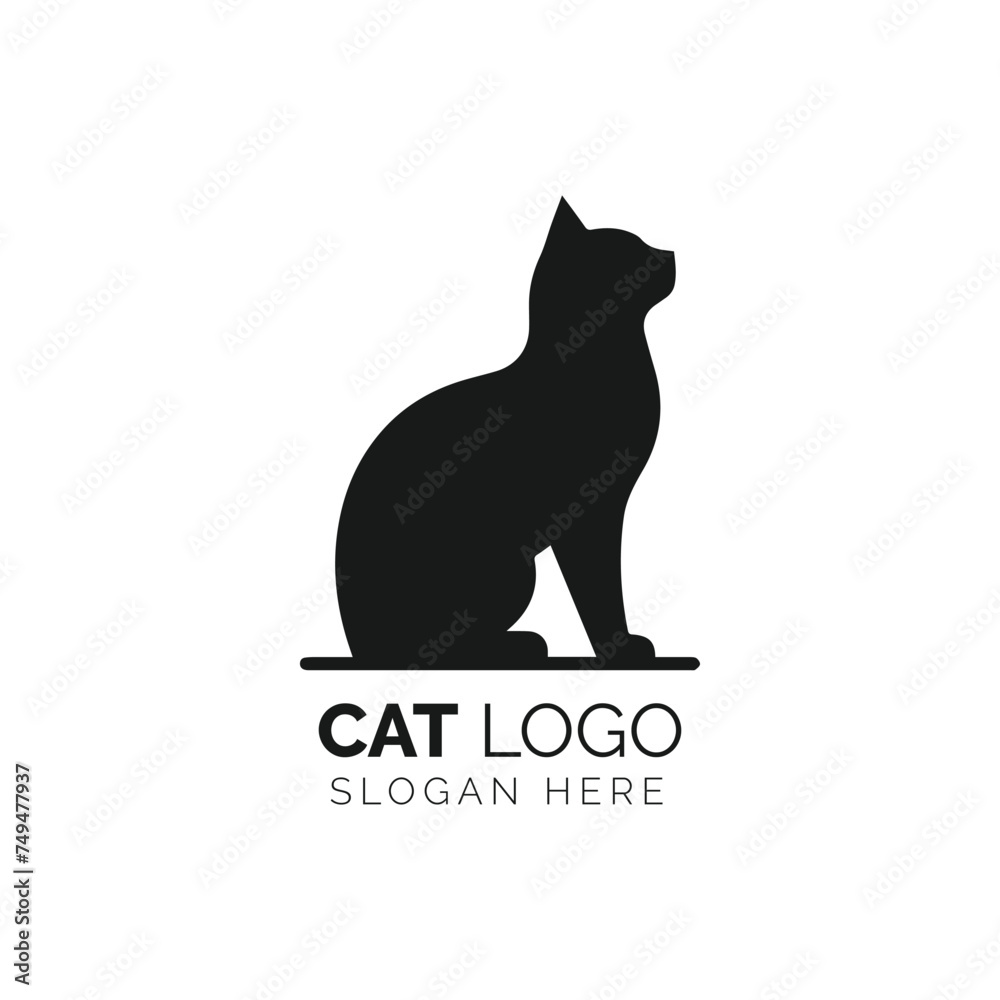 Statuesque cat silhouette with elegant font