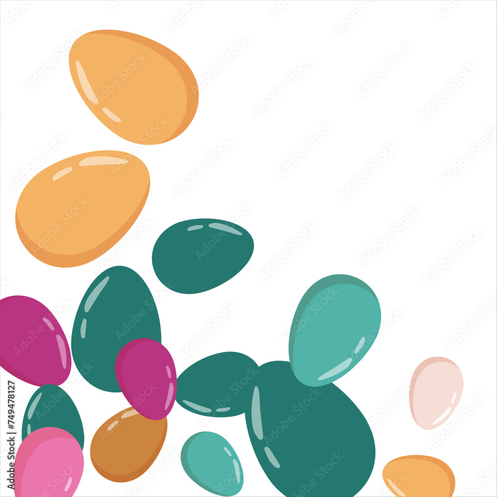 Happy Easter Banner. Pattern of eggs, flowers and twigs. For card, banner, poster, flyer, and web. Spring Festival. Vector illustration