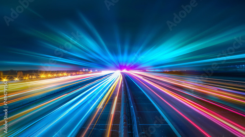 Abstract light background City road light, night highway lights, traffic with highway road motion lights, long exposure © Cedric