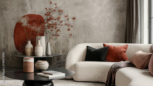 Modern living room featurin...
