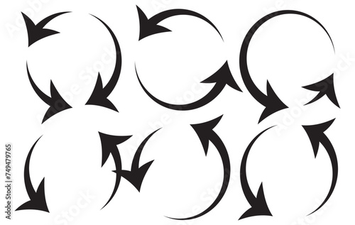 A set of black round arrows .Vector Icon Web Site Graphic. Recycle icon eps 