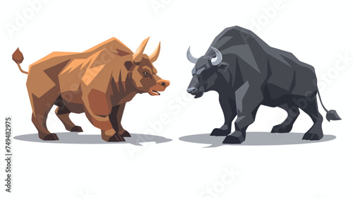 Bull bear stock market isolated on white background