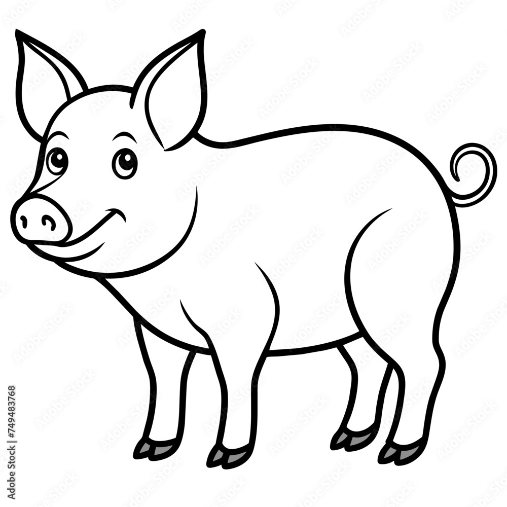 Pig, swine, boar, piglet, piggy, animal, pet, vector, illustration, draw, cartoon, pretty, cute