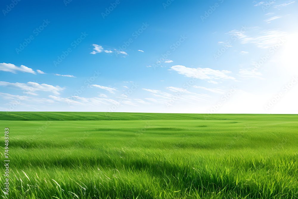 Green grass field isolated on white background, for montage product display. with clipping path