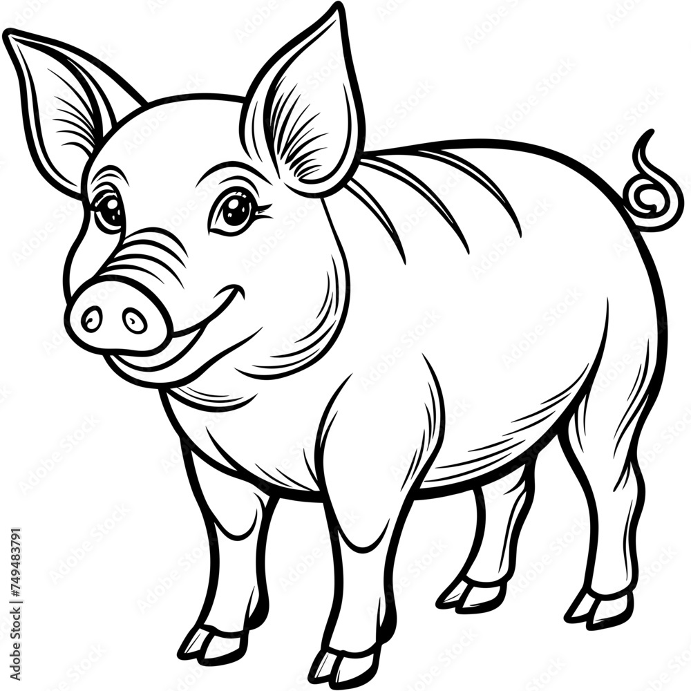 Pig, swine, boar, piglet, piggy, animal, pet, vector, illustration, draw, cartoon, pretty, cute Pig, swine, boar, piglet, piggy, animal, pet, vector, illustration, draw, cartoon, pretty, cute