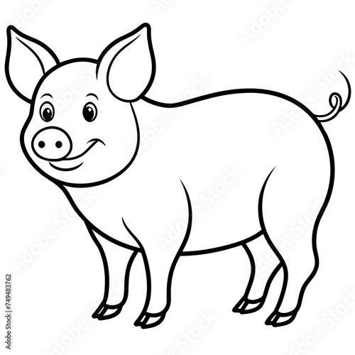 Pig, swine, boar, piglet, piggy, animal, pet, vector, illustration, draw, cartoon, pretty, cute