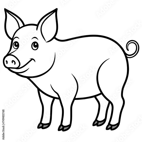 Pig, swine, boar, piglet, piggy, animal, pet, vector, illustration, draw, cartoon, pretty, cute