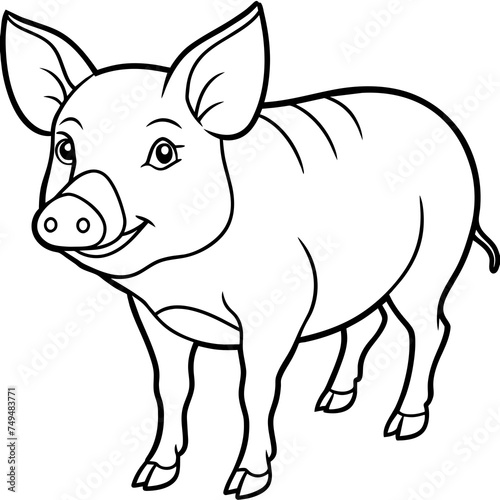 Pig, swine, boar, piglet, piggy, animal, pet, vector, illustration, draw, cartoon, pretty, cute