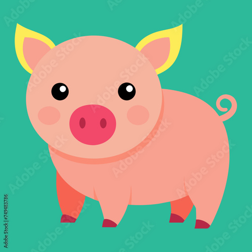 Pig, swine, boar, piglet, piggy, animal, pet, vector, illustration, draw, cartoon, pretty, cute