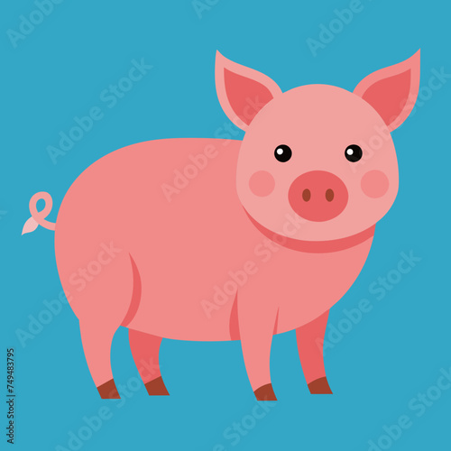 Pig, swine, boar, piglet, piggy, animal, pet, vector, illustration, draw, cartoon, pretty, cute © Gleb