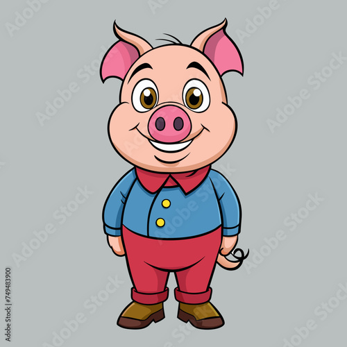 Pig, swine, boar, piglet, piggy, animal, pet, vector, illustration, draw, cartoon, pretty, cute