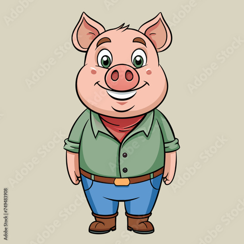 Pig, swine, boar, piglet, piggy, animal, pet, vector, illustration, draw, cartoon, pretty, cute