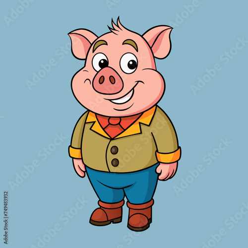 Pig, swine, boar, piglet, piggy, animal, pet, vector, illustration, draw, cartoon, pretty, cute