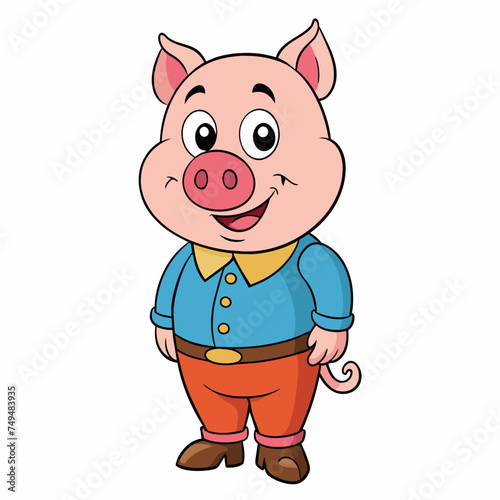 Pig, swine, boar, piglet, piggy, animal, pet, vector, illustration, draw, cartoon, pretty, cute