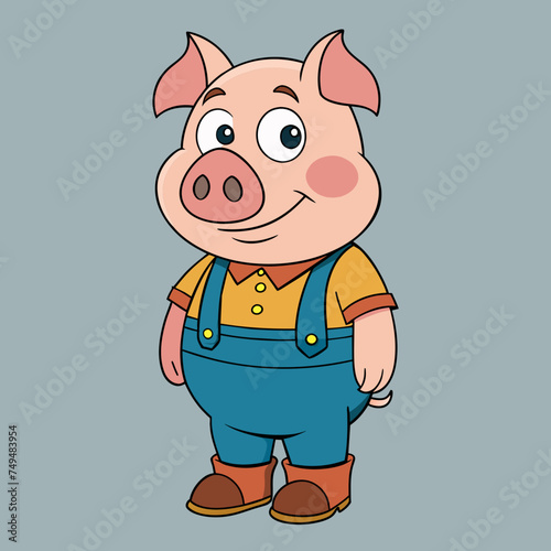 Pig, swine, boar, piglet, piggy, animal, pet, vector, illustration, draw, cartoon, pretty, cute