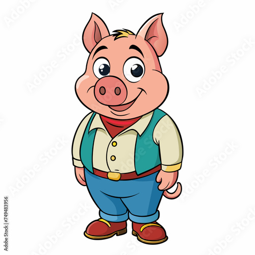 Pig, swine, boar, piglet, piggy, animal, pet, vector, illustration, draw, cartoon, pretty, cute