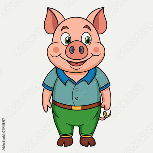 Pig, swine, boar, piglet, piggy, animal, pet, vector, illustration, draw, cartoon, pretty, cute