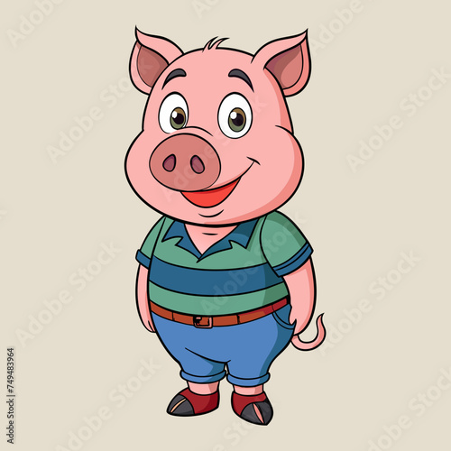 Pig, swine, boar, piglet, piggy, animal, pet, vector, illustration, draw, cartoon, pretty, cute