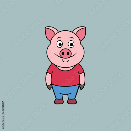 Pig, swine, boar, piglet, piggy, animal, pet, vector, illustration, draw, cartoon, pretty, cute