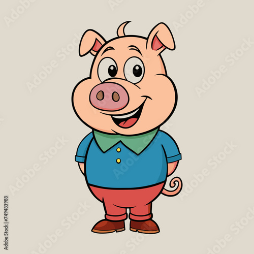 Pig, swine, boar, piglet, piggy, animal, pet, vector, illustration, draw, cartoon, pretty, cute