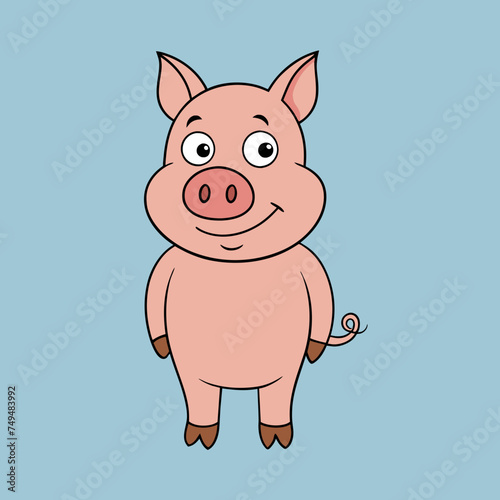 Pig, swine, boar, piglet, piggy, animal, pet, vector, illustration, draw, cartoon, pretty, cute