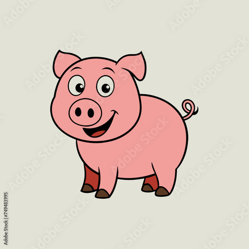 Pig, swine, boar, piglet, piggy, animal, pet, vector, illustration, draw, cartoon, pretty, cute