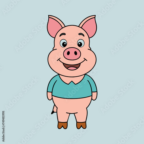 Pig, swine, boar, piglet, piggy, animal, pet, vector, illustration, draw, cartoon, pretty, cute
