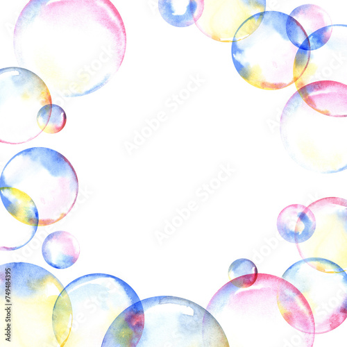 Watercolor Soap bubbles Square card.