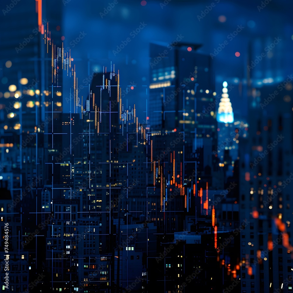 Obraz premium stock market is crashing, declining graph of stock trading