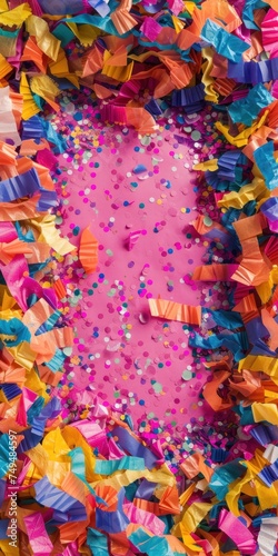 A festive image bordered with colorful confetti, perfect for a lively April Fools' Day party invitation or a vibrant event promotion like birthday party 