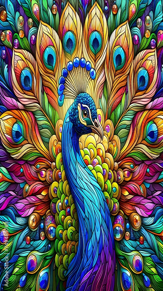 Rainbow peacock with Jewelry 