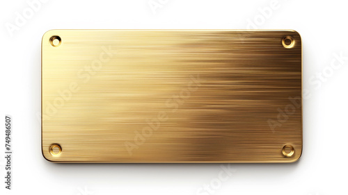 golden metal plate isolated on white background