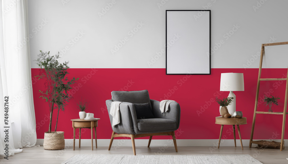 Fototapeta premium Medicine and healthcare concept Poland flag on the wall in the interior of the room. Concept of buying and selling real estate, mortgages in the Poland