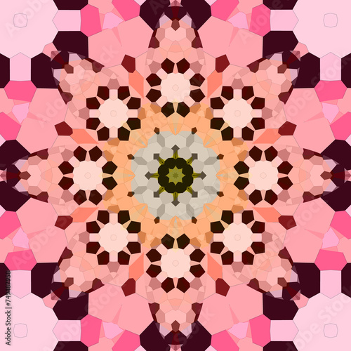 Seamless abstract square pattern. Symmetrical round pattern. Author's patterns. photo